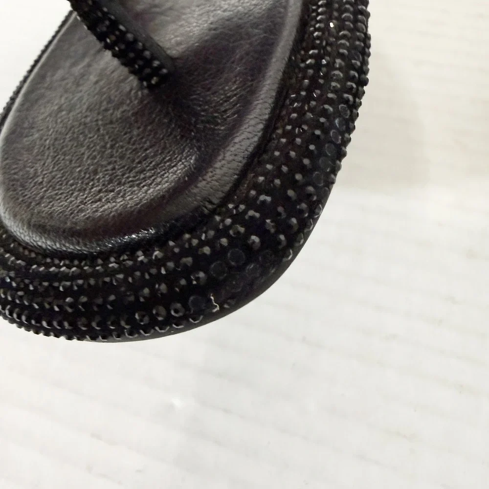 Tory Burch Womens Miller Knotted Pavé Perfect Black Flip Flop Sandal Size 7